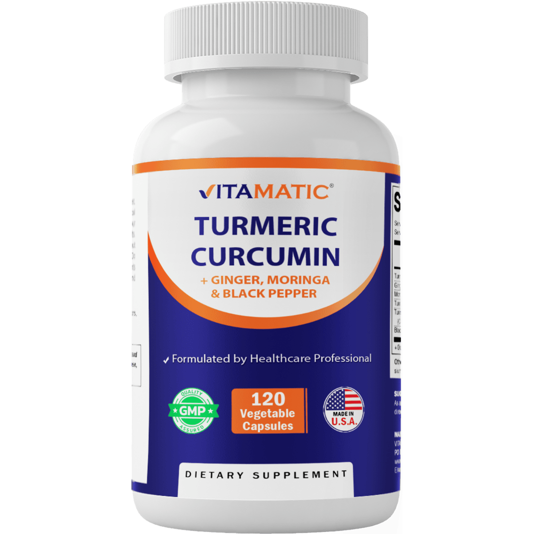 Turmeric Curcumin 3000mg, 95% Curcuminoids, Black Pepper, Ginger, Moringa - 120 Vegetable Capsules
