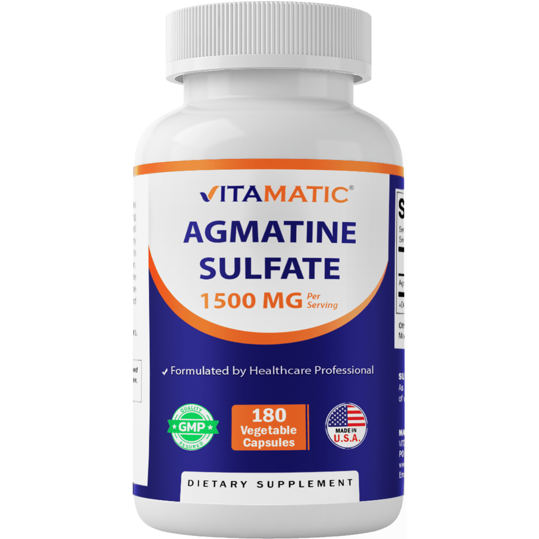 Vitamatic Agmatine Sulfate 1500mg Per Serving - 180 Veg Capsules
