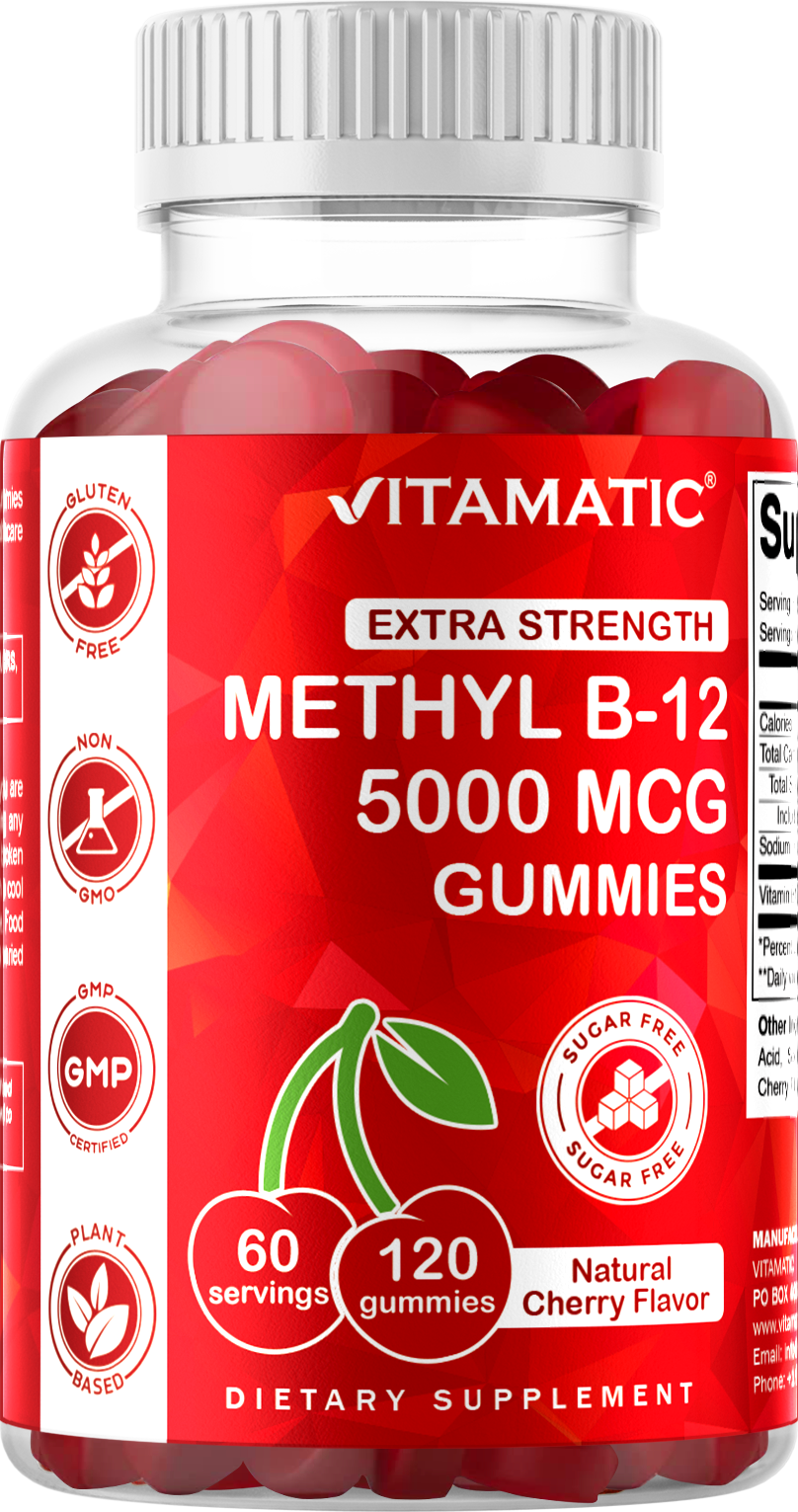 Sugar Free Methyl B12 5000 mcg 120 Vegan Gummies