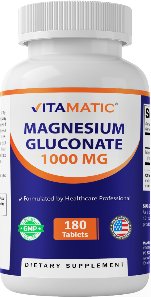 Magnesium Gluconate 1000mg, 180 Tablets