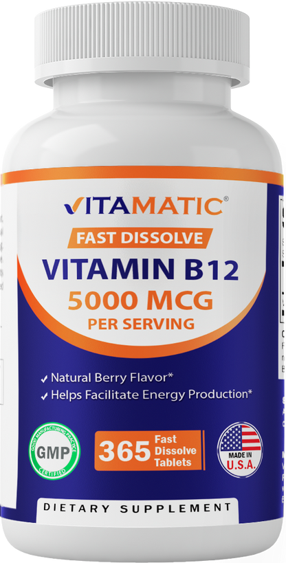 Vitamin B12 5000 mcg per Serving Fast Dissolve 365 Tablets