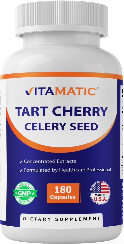 Tart Cherry with Celery Seed Concentrated Extracts - 18,000mg Equivalent Per Serving - 180 Veg Capsules