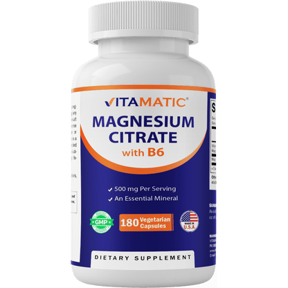 Magnesium Citrate 500mg per Serving 180 Vegetarian Capsules