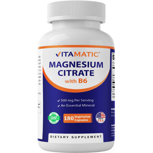 Magnesium Citrate 500mg per Serving 180 Vegetarian Capsules