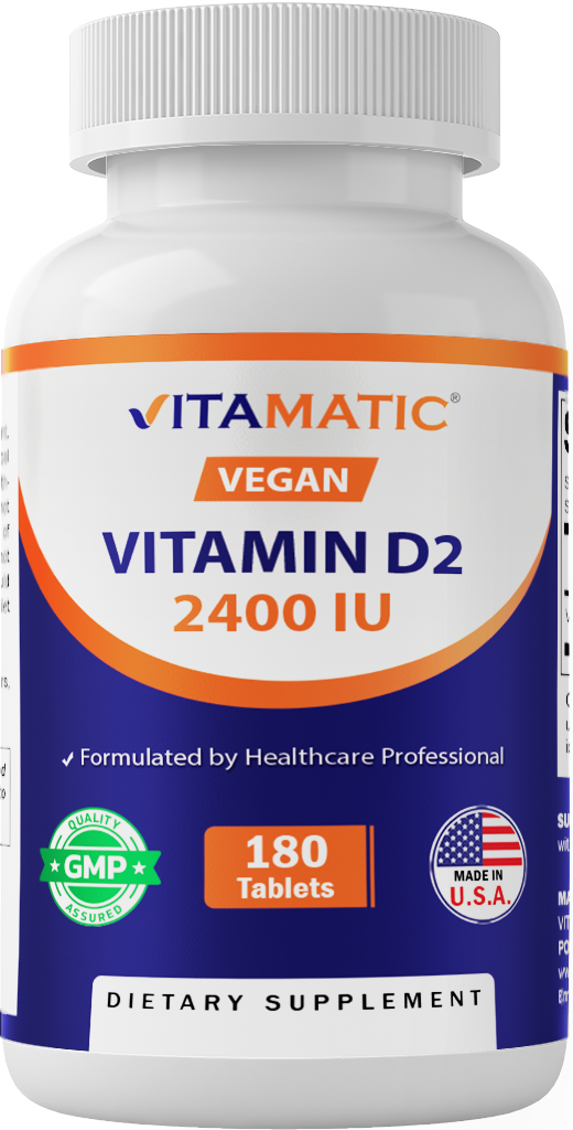 Vitamin D2 60 mcg 2400 IU - 180 Vegetarian Tablets