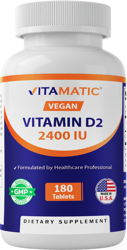 Vitamin D2 60 mcg 2400 IU - 180 Vegetarian Tablets