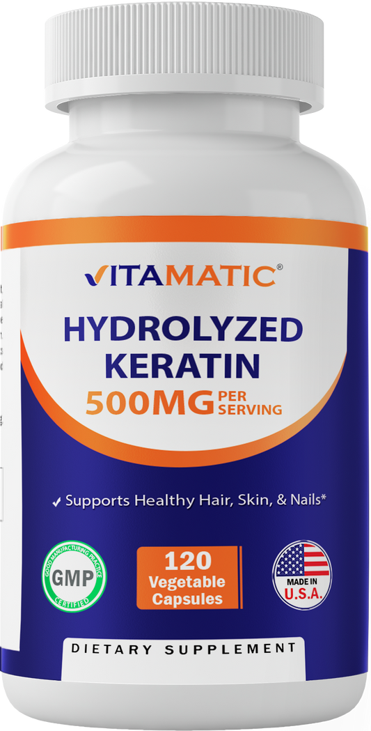 Hydrolyzed Keratin 500mg per Serving - 120 Vegetarian Capsules