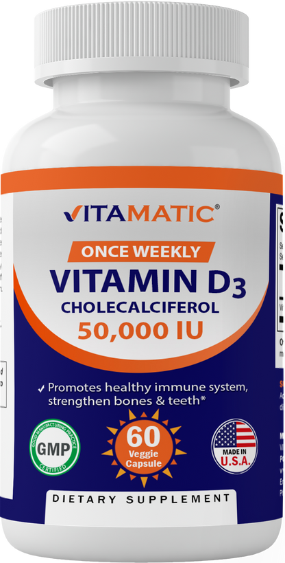 Vitamin D3 50,000 IU Weekly Dose 60 Veggie Capsules