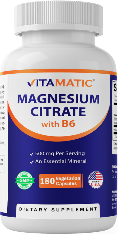 Magnesium Citrate 500mg per Serving 180 Vegetarian Capsules