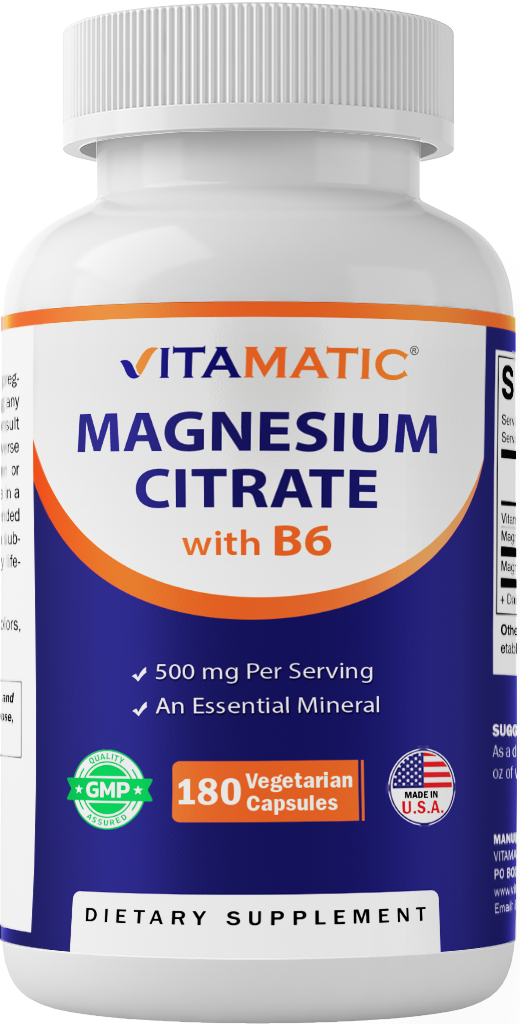 Magnesium Citrate 500mg per Serving 180 Vegetarian Capsules