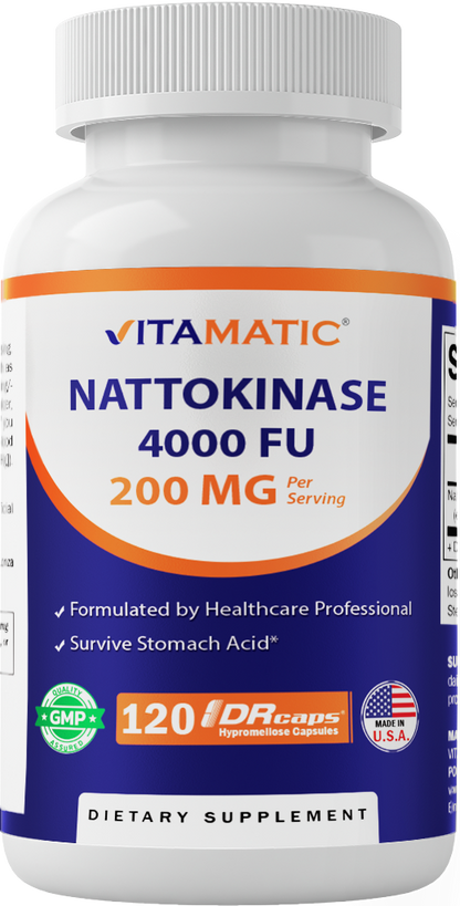 Nattokinase 4,000 FU Servings - 120 DR Capsules