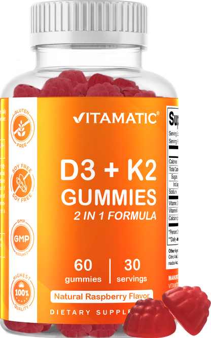 Vitamatic Vitamin D3 + K2 Gummies, 60 Gummies