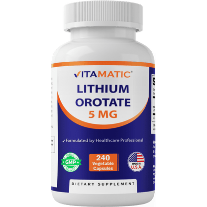 Lithium Orotate 5mg, 240 Veggie Capsules