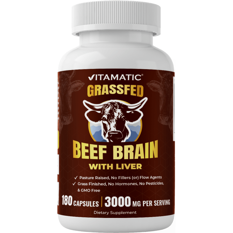 Vitamatic Grass Fed Beef Brain with Liver - 180 Capsules