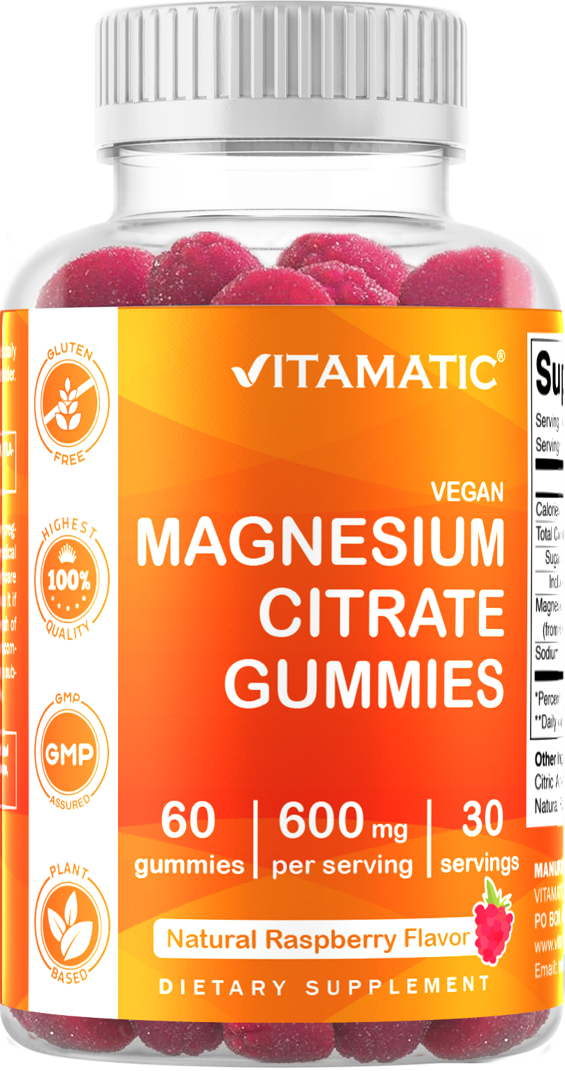 Vitamatic Magnesium Citrate 600mg, 60 Vegan Gummies