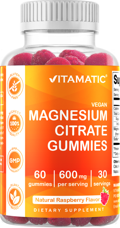 Vitamatic Magnesium Citrate 600mg, 60 Vegan Gummies