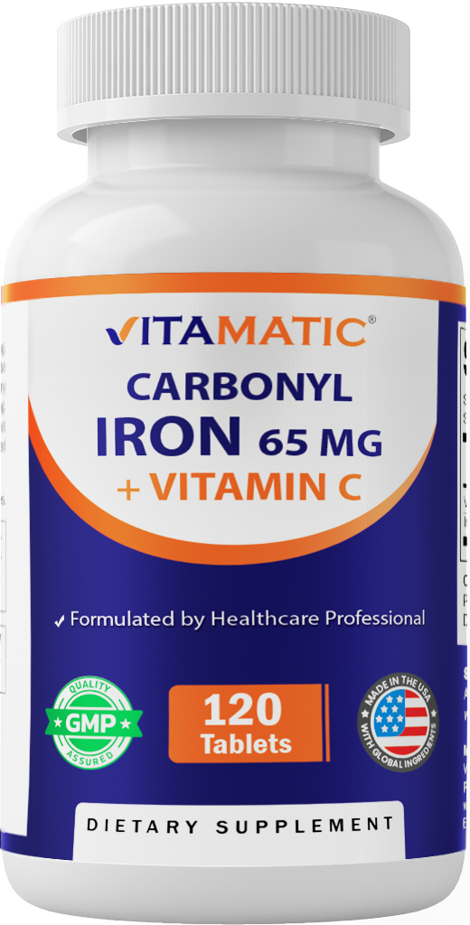 Vitamatic Carbonyl Iron 65mg + Vitamin C, 120 Tablets