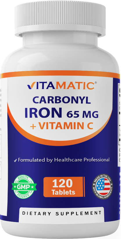 Vitamatic Carbonyl Iron 65mg + Vitamin C, 120 Tablets