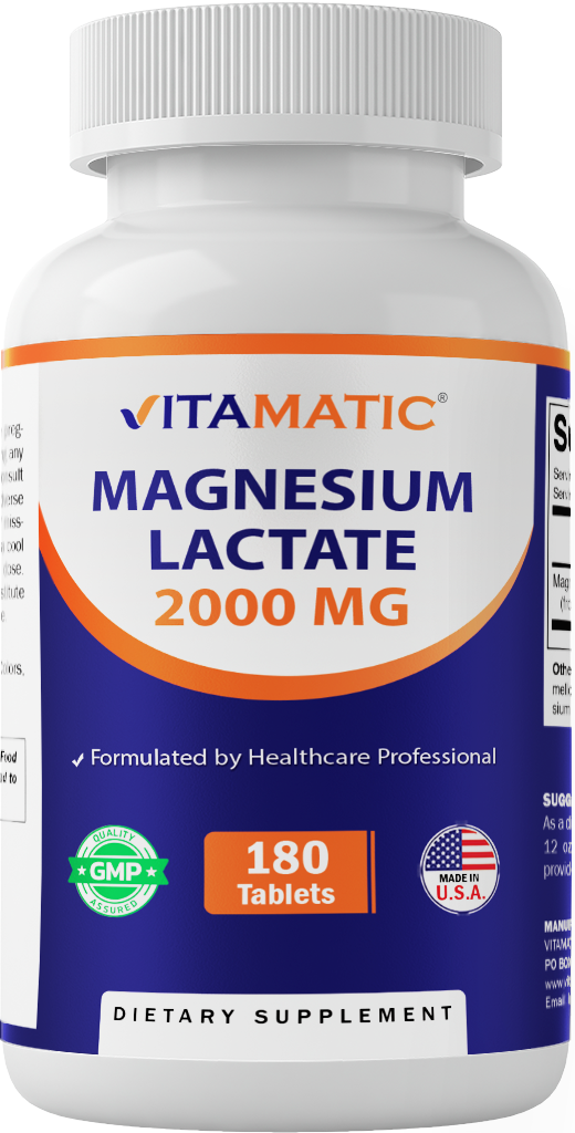 Magnesium Lactate 2000mg per Serving – 180 Tablets