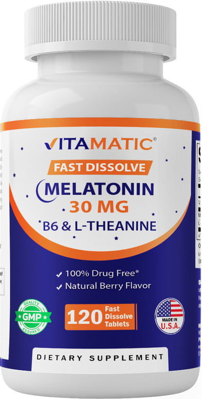 Melatonin 30 mg with L-Theanine & B6 120 Fast Dissolve Tablets