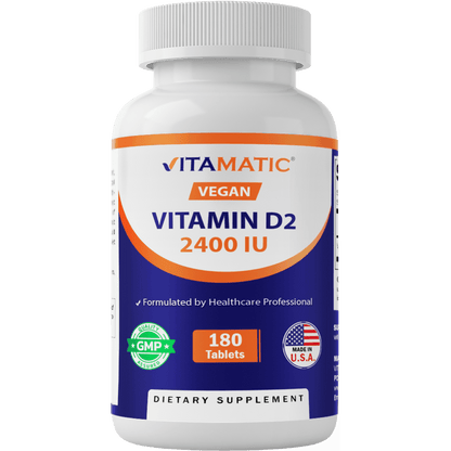 Vitamin D2 60 mcg 2400 IU - 180 Vegetarian Tablets