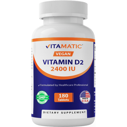 Vitamin D2 60 mcg 2400 IU - 180 Vegetarian Tablets