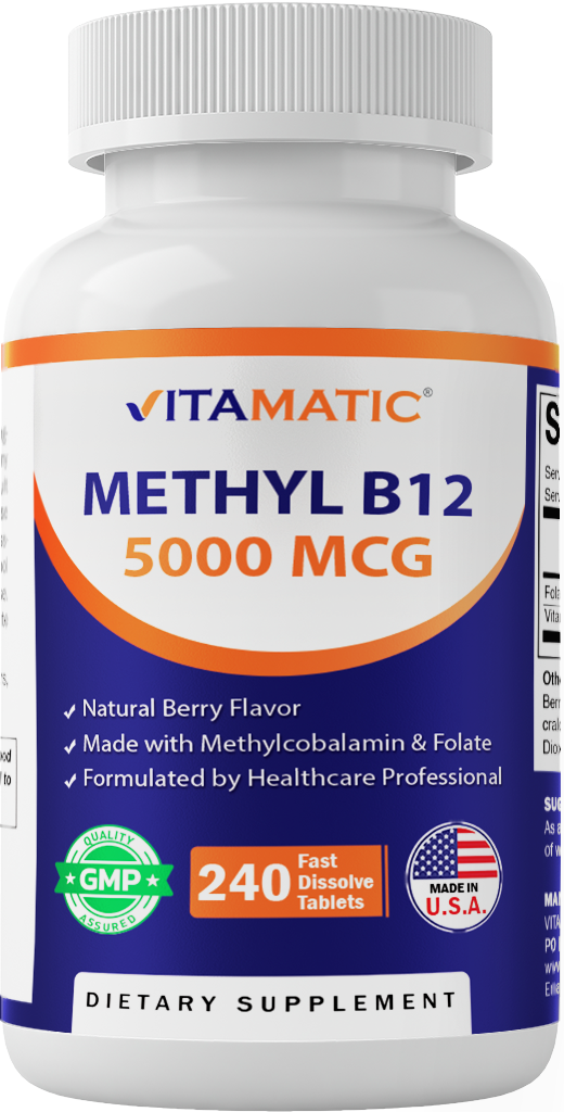 Methyl B12 5000 mcg – Natural Berry Flavor – 240 Fast Dissolve Tablets