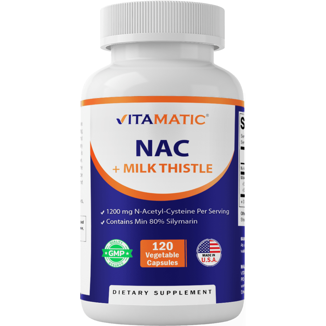 NAC Supplement N-Acetyl-L-Cysteine (NAC) with Milk Thistle Extract - 120 Veg Capsules