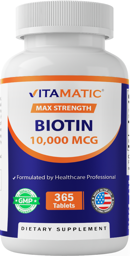 Biotin 10,000 mcg Vegan Supplement, 365 Tablets
