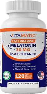 Melatonin 30 mg with L-Theanine & B6 120 Fast Dissolve Tablets