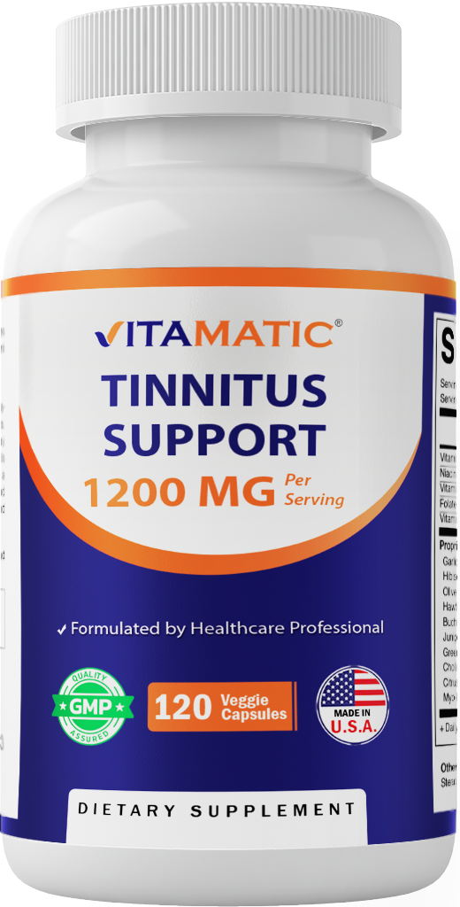 Tinnitus Relief Support - 120 Veggie Capsules - 1200 mg Per Serving