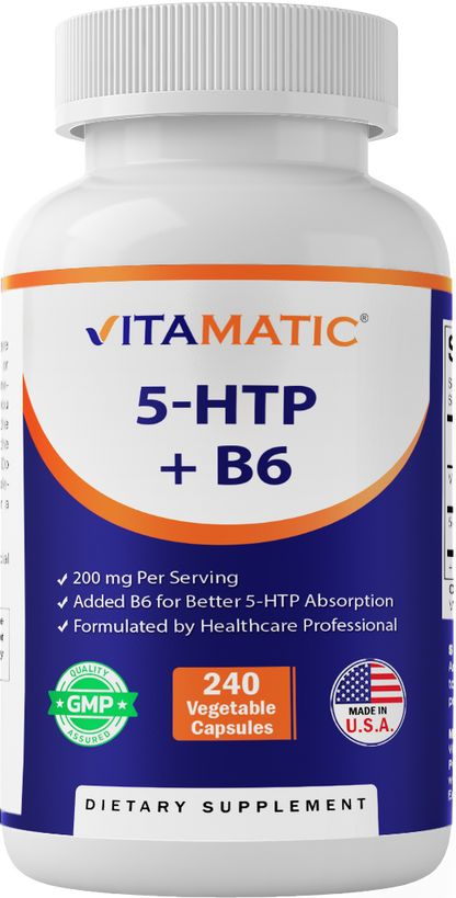 5-HTP 200mg with B6 5mg Per Serving - 240 Vegetarian Capsules