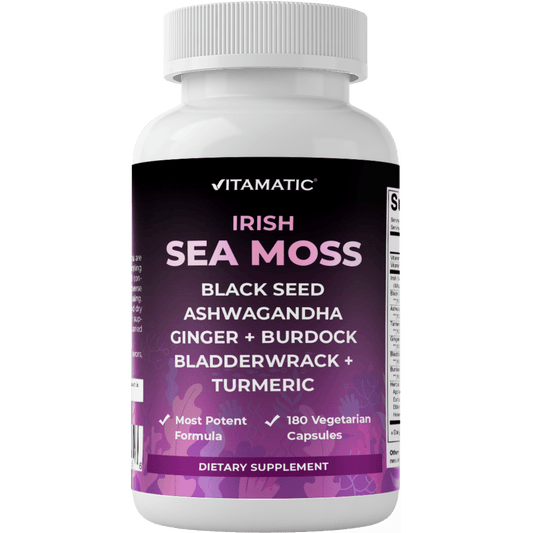 Sea Moss 3000mg with Black Seed Oil, Ashwagandha,  Turmeric, Bladderwrack, Burdock - 180 Veg Capsules