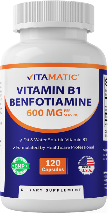 Benfotiamine 300mg + Vitamin B1 300 mg - 120 Vegetable Capsules