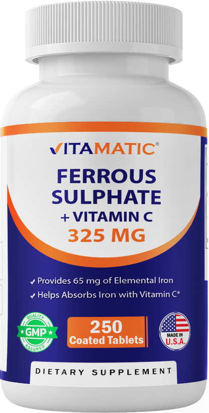 Ferrous Sulphate 325mg  Vitamin C 100mg - 250 Coated Tablets