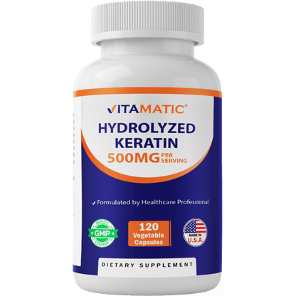Hydrolyzed Keratin 500mg per Serving - 120 Vegetarian Capsules