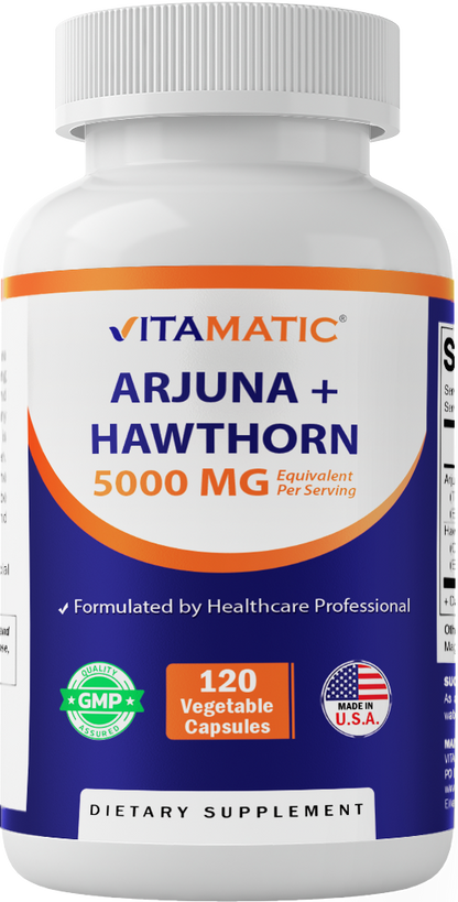 Arjuna 2500mg + Hawthron 2500 mg - 120 Vegetable Capsules