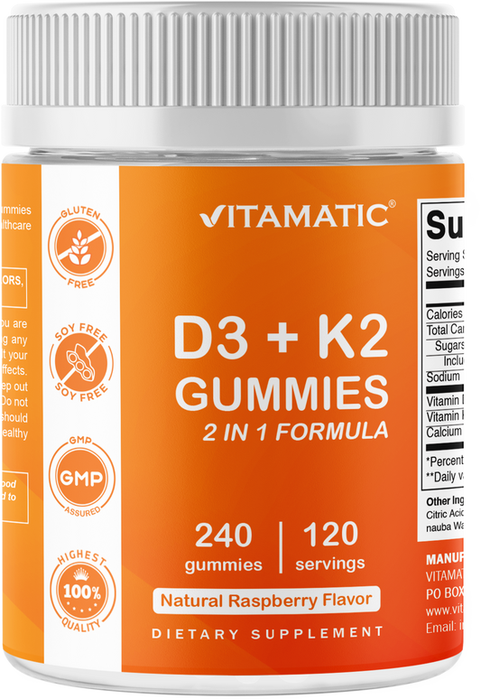 Vitamatic Vitamin D3 + K2 with Calcium Gummies, 240 Count