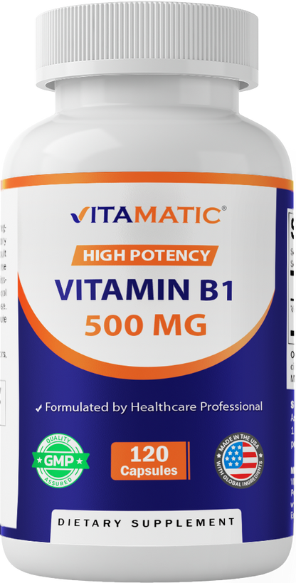 Vitamin B1 Thiamine 500mg, 120 Capsules