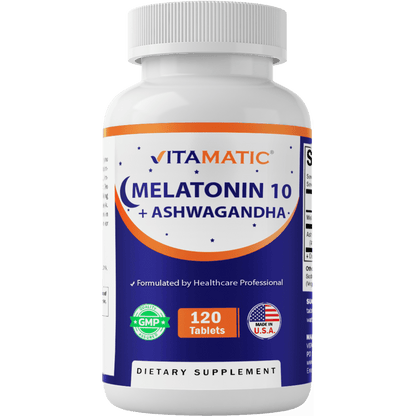 Melatonin 10mg with Ashwagandha 4:1 Extract 250 mg 120 Tablets