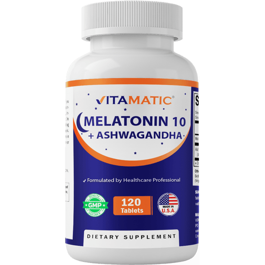 Melatonin 10mg with Ashwagandha 4:1 Extract 250 mg 120 Tablets