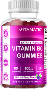 Vitamin B6 100mg per serving - Berry Flavor - 60 Gummies