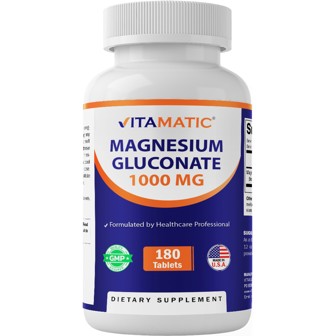 Vitamatic Magnesium Gluconate 1000 mg - 180 Vegetarian Tablets
