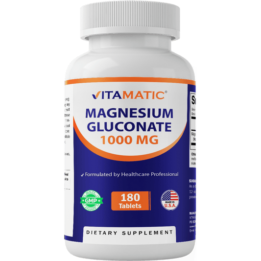 Vitamatic Magnesium Gluconate 1000 mg - 180 Vegetarian Tablets