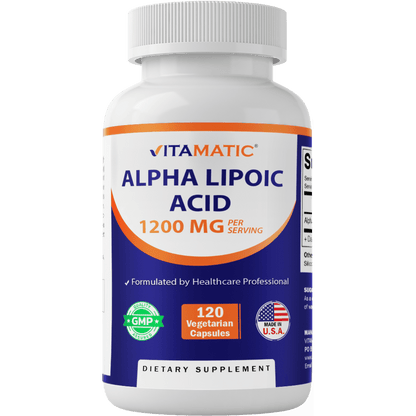 Vitamatic Alpha Lipoic Acid 1200mg Per Serving, 120 Capsules - Gluten Free, Vegetarian Capsules, Soy Free & Non-GMO