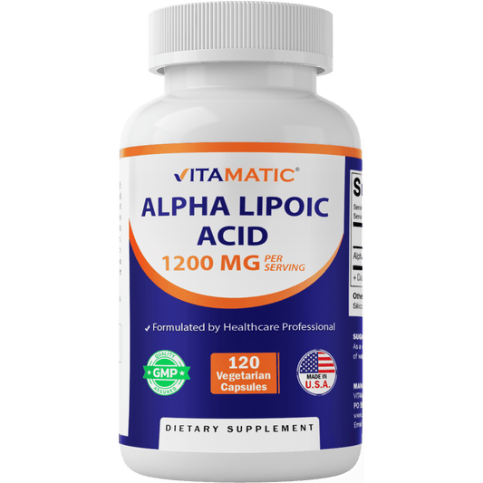 Vitamatic Alpha Lipoic Acid 1200mg Per Serving, 120 Capsules - Gluten Free, Vegetarian Capsules, Soy Free & Non-GMO
