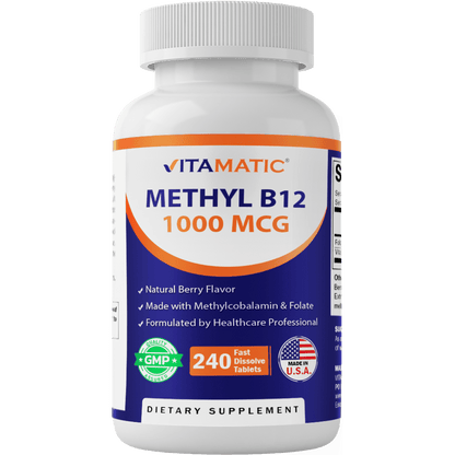 Methyl B12 1000 mg – Natural Berry Flavor – 240 Fast Dissolve Tablets