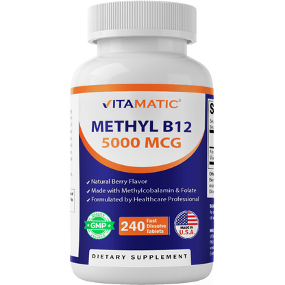 Methyl B12 5000 mcg – Natural Berry Flavor – 240 Fast Dissolve Tablets