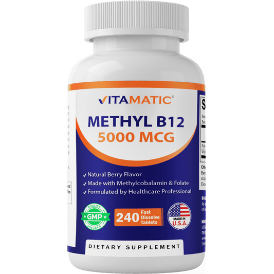 Methyl B12 5000 mcg – Natural Berry Flavor – 240 Fast Dissolve Tablets