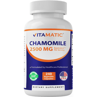 Vitamatic Chamomile 250 mg 10:1 Extract - 240 Veg Capsules - Non-GMO & Gluten Free